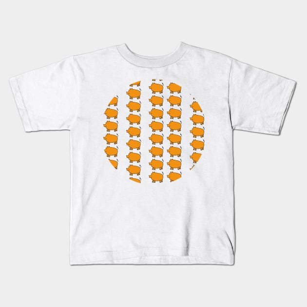 Gold Pig Pattern Kids T-Shirt by ellenhenryart